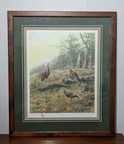 Allen Hughes Limited Edition Signed And Numbered 92/500 Framed Wild Turkeys
