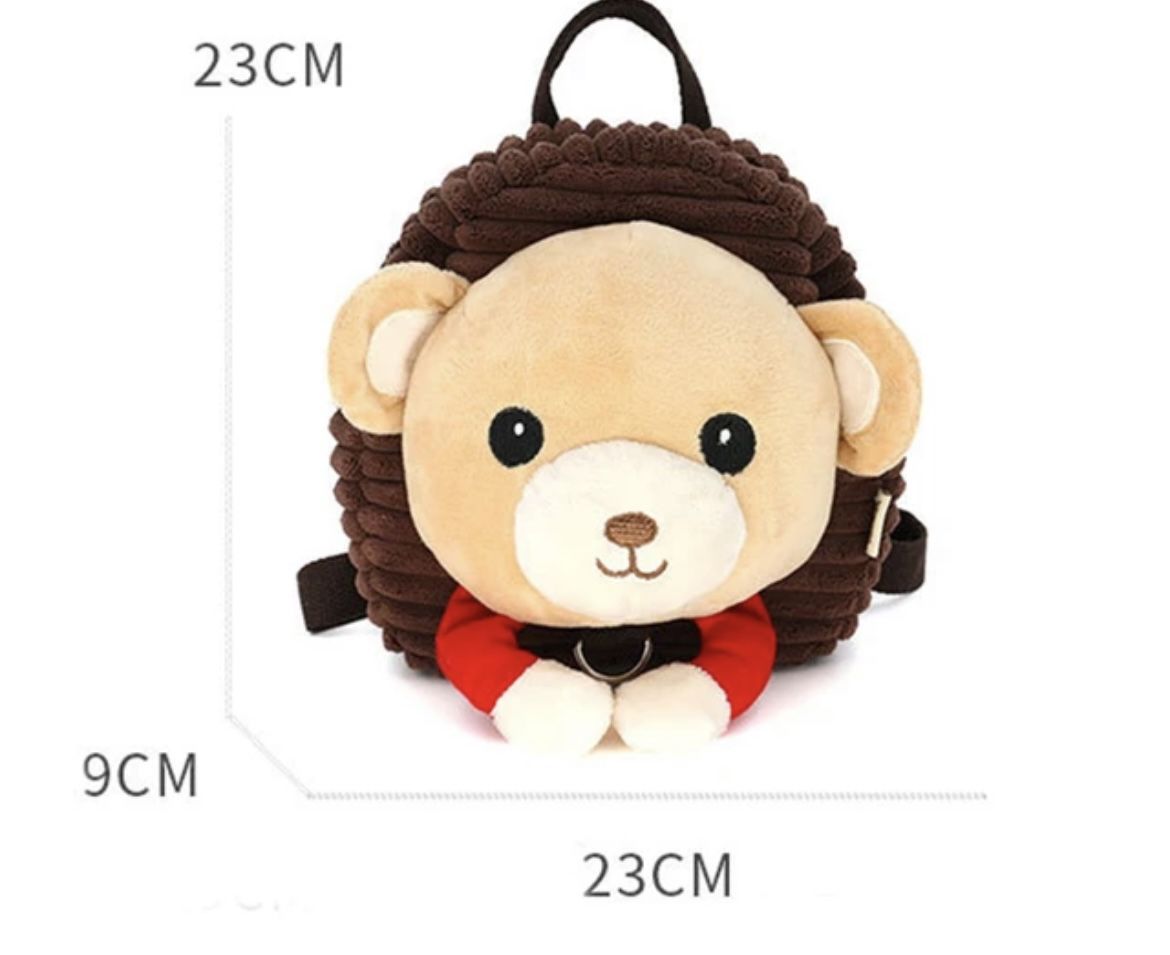 Mini Backpack with Leash Harness Short Plush Fabric Anti-Lost Children