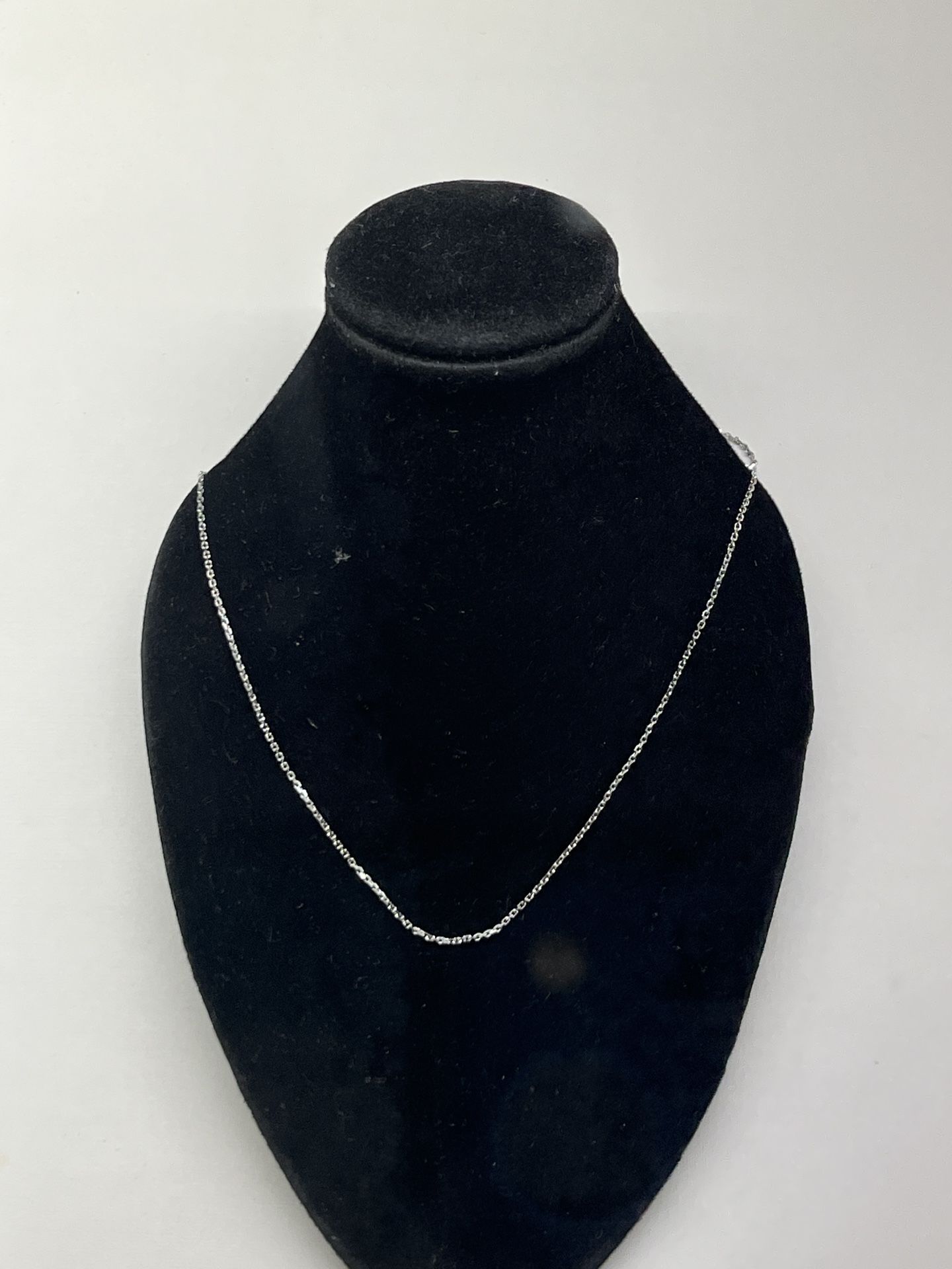 14K White Gold 18” Thin Chain Link Necklace