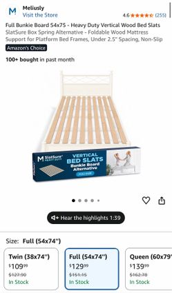 Meliusly SlatSure FULL SIZE Bunkie Board 54x75 Wood Bed Slats - BRAND NEW SEALED.
