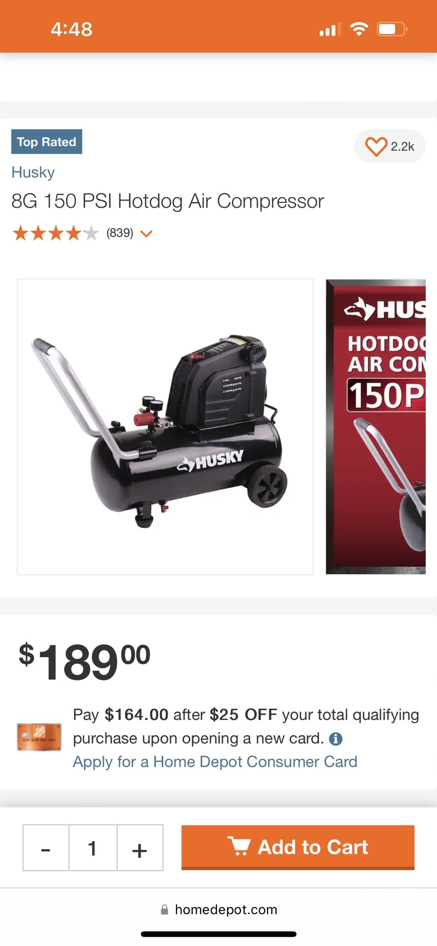 Husky 8 Gal Air Compressor