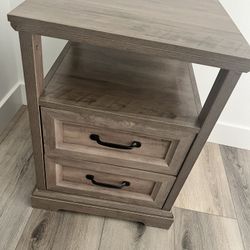 Weathered gray nightstand with outlets
