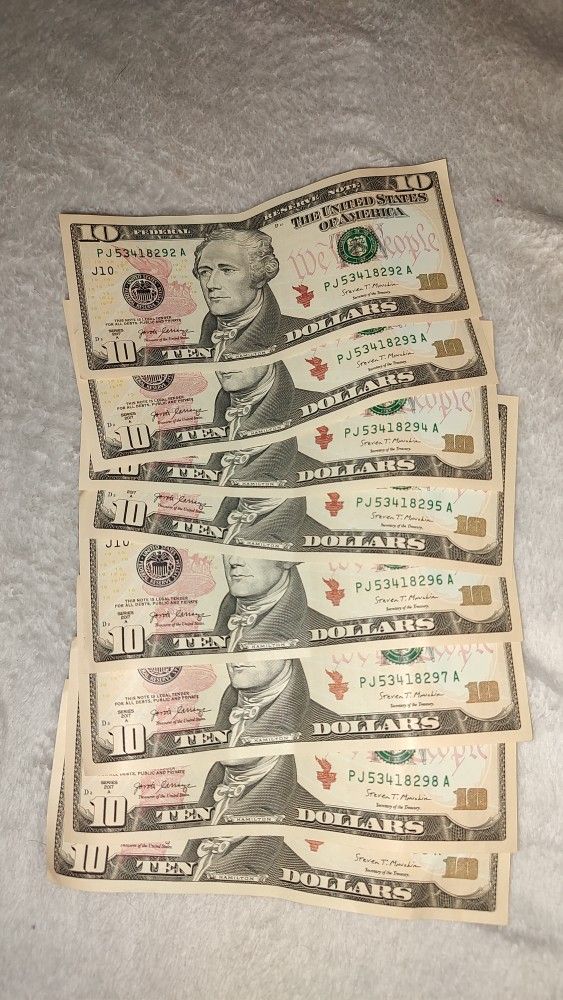 8 Sequential $10 Bills