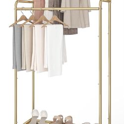 Beautiful Clothes / Garment Rack in Gold, on Wheels & Heavy Duty 