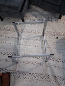 Glass table and stand and rattan stool