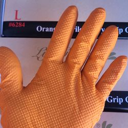 Sale 🚨10 BOXES Heavy-duty 8 Mil Nitrile Diamond Grip Textured Gloves Orange 1000 Case