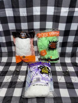 Halloween Lot Of SPIDER WEBS -Super Stretch, Glow In The Dark, Metal With Spider