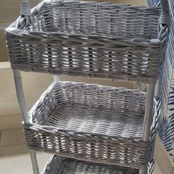 Wicker 3 Tier Basket Stand Mint Condition 