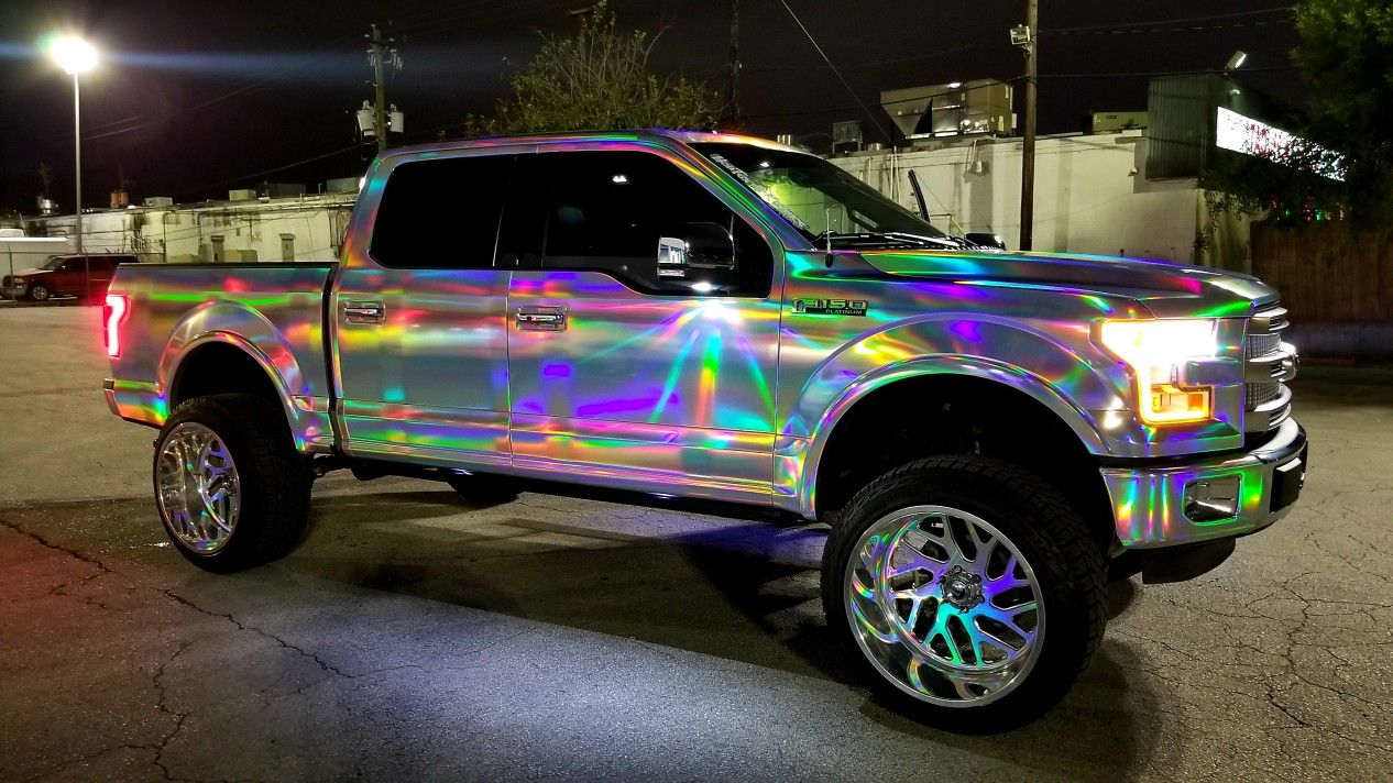 24x14 Fuel wheels holographic on 35s for Ford F150 6lug includes sensors