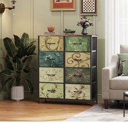 WLIVE Tall Fabric Dresser with 8 Drawers, Storage Tower with Fabric Bins, Double Dresser, 