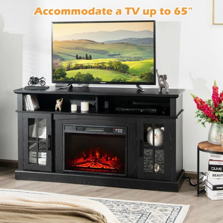 48 Inch Electric Fireplace TV Stand with Cabinets for TVs Up To 50 Inch