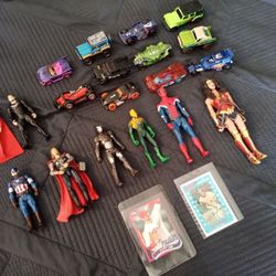 Collectible Action Figures , Two Baseball Cards Excellent Condition One Is Ricky Henderson Nice Hot Wheels And Mattel Variety Of Cars Good Investment