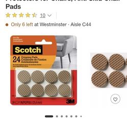 Scotch 24pk 1" Gripping Pads Light Brown: Anti Scratch Felt Floor Protectors for Chairs, Anti Skid Chair Pads