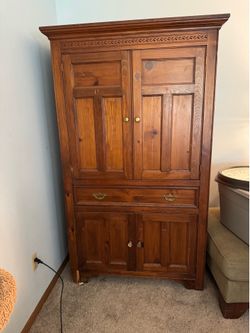 Pine (?)  wardrobe/ hutch 72” x “40” x 20”