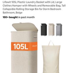 Brand New 105L Laundry Basket with Lid by Lifewit