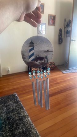 Lighthouse Wind Chime with Blue Beads