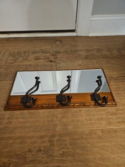 Wooden Wall Coat Rack with Mirror