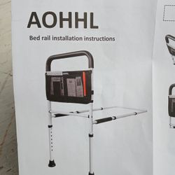 AOHHL Safety Bed Rails for Seniors: Adjustable Height, Storage Pocket, and Assist Handle; Side Rails for the Elderly That Slide Under the Mattress (Su