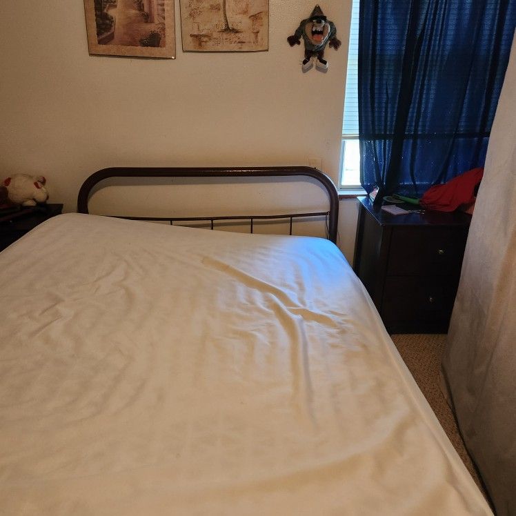 Metal bed frame brown