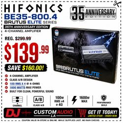 Hifonics BE35-800.4 35th Anniversary 4 Channel Speaker System Amplifier 1600 Watts 🚨 Payment Options Available 🚨 No Credit Needed 🚨 