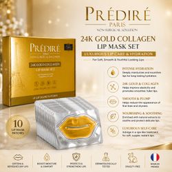 Prédiré Paris 24K Gold Collagen Lip Mask Set – 10 Lip Mask Patches