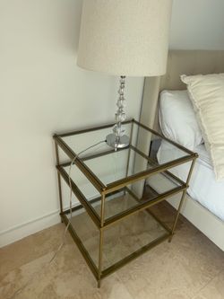 Pair of Mercury Row Gold & Glass Nightstands / End Tables- set of 2