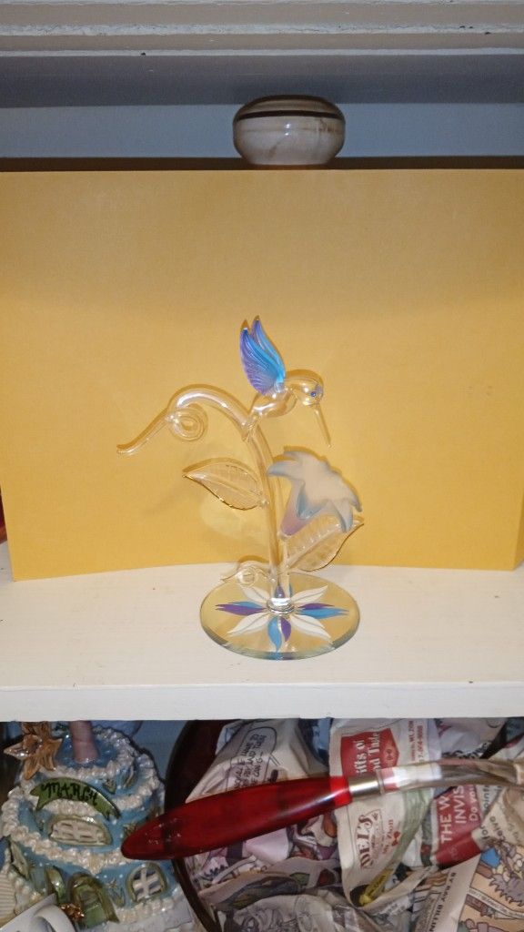 Glass Hummingbird & Flower