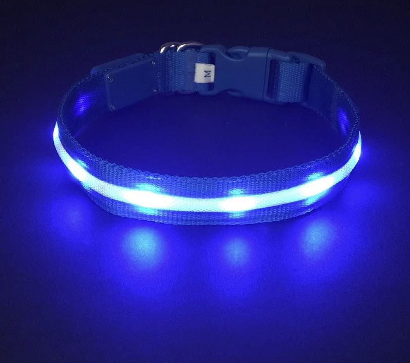 Dog Pet Collar Flashing USB Charging LED Safety Lighting LED Pet Collar Nylon Pet Seat Belt Neck Strap Suitable For All Pets