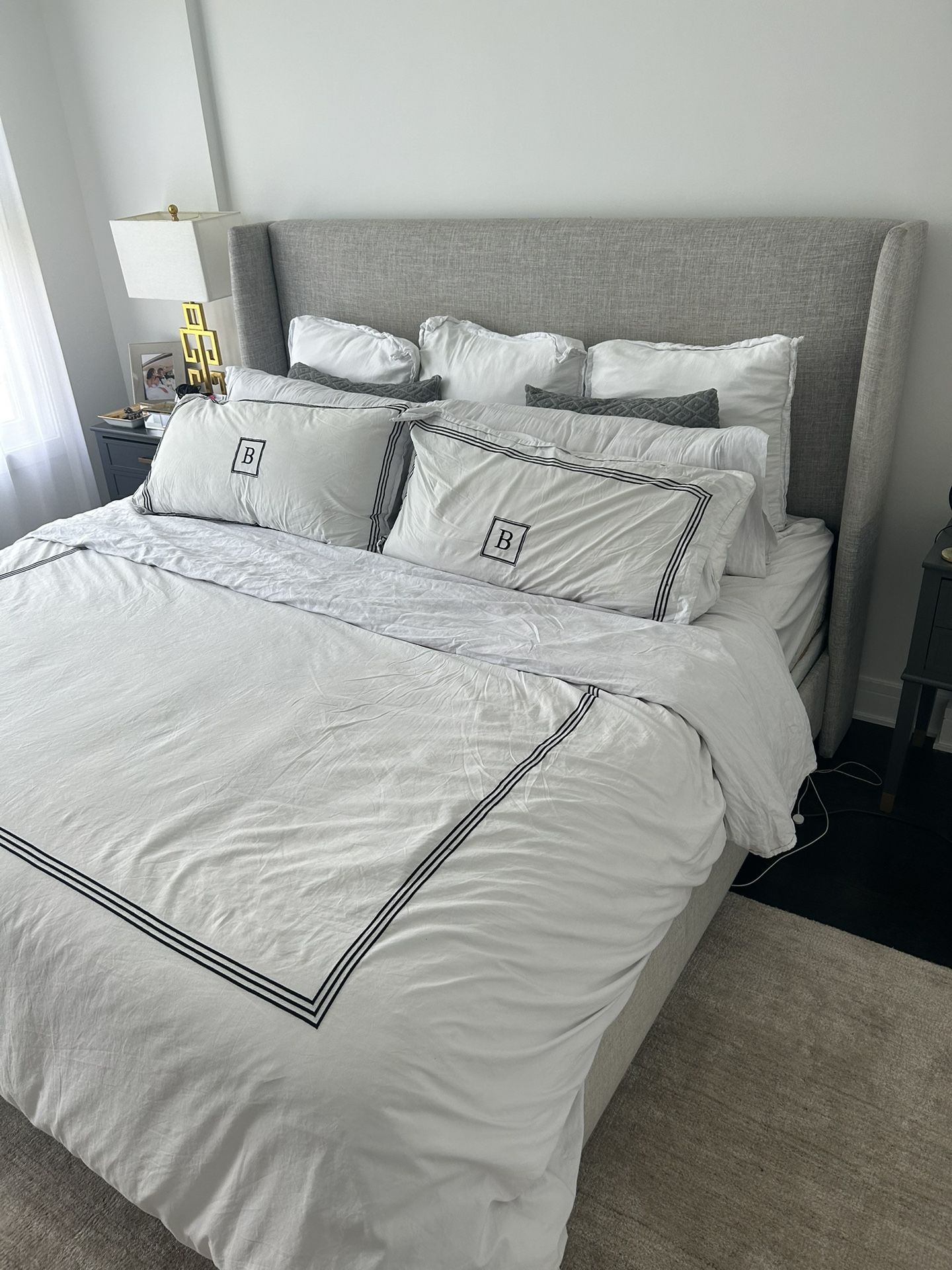 Joss & Main - Gray Tilly Upholstered Bed Frame