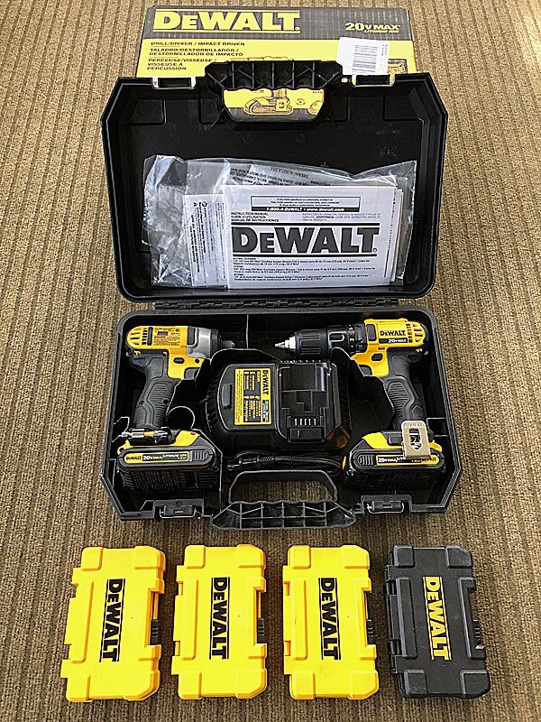 DeWalt DCK280C2 20V Drill Driver Combo Kit with DWA100SET Bit Set