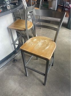 Wooden seat cafe chairs x11
