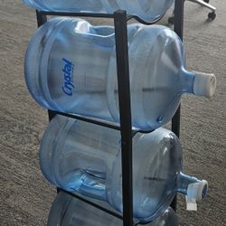 5-Gallon Water Jug Stand, Heavy-Duty 4-Tier Water Jug Storage Rack, Detachable Water Dispenser Stand, Water Bottle Organizer, Black