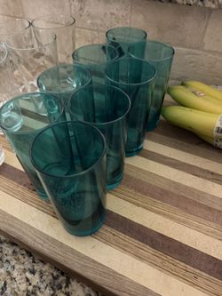 8 Teal Drinking Glasses Teal