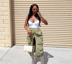 Green cargo skirt