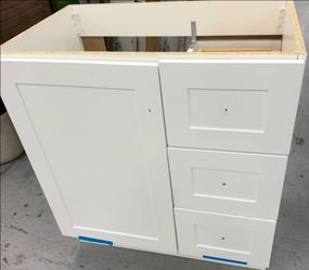 30" NO TOP BATHROOM VANITY white color with drawers