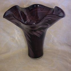 Vase,  Fluted, Lavender and purple Glass