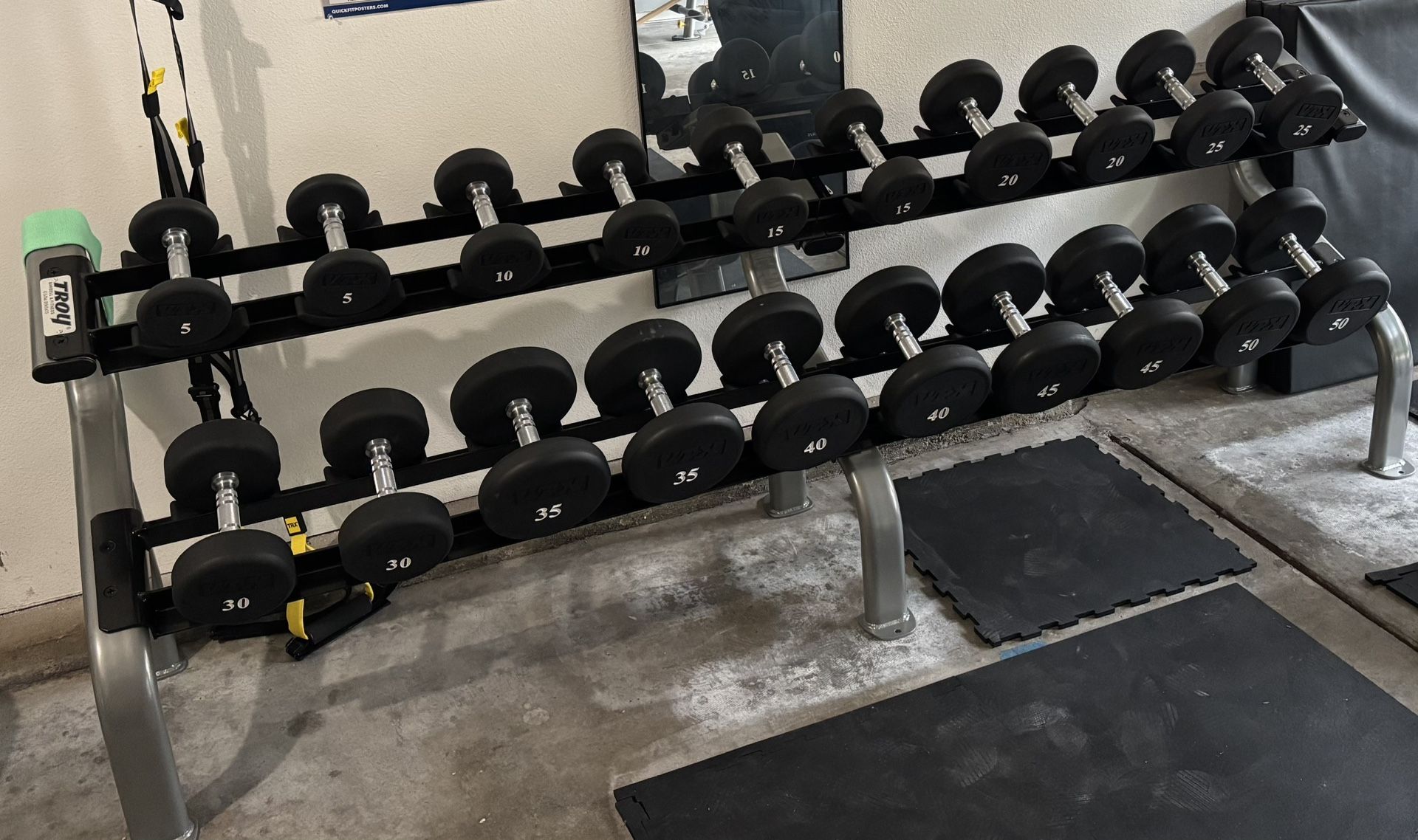 Troy VTX Urethane Round dumbbells & Rack