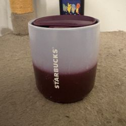 Starbucks Summer Purple Pink Rainbow 8oz Ceramic Tumbler Mug Rare w/ Lid