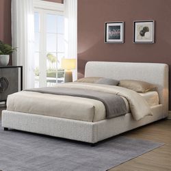 Contemporary Boucle Queen Bed Frame 