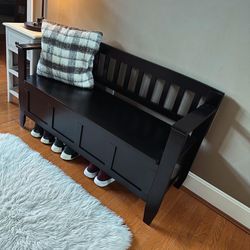 Black Entry Bench with Storage