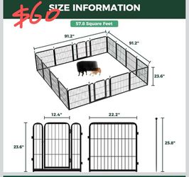 FXW Rollick Dog Playpen, Indoor, Yard & RV Camping, 24" H, 16 Panels Easy setup, Heavy-duty, DIY layouts, Walk-through gate, for Puppies & Small Dogs,