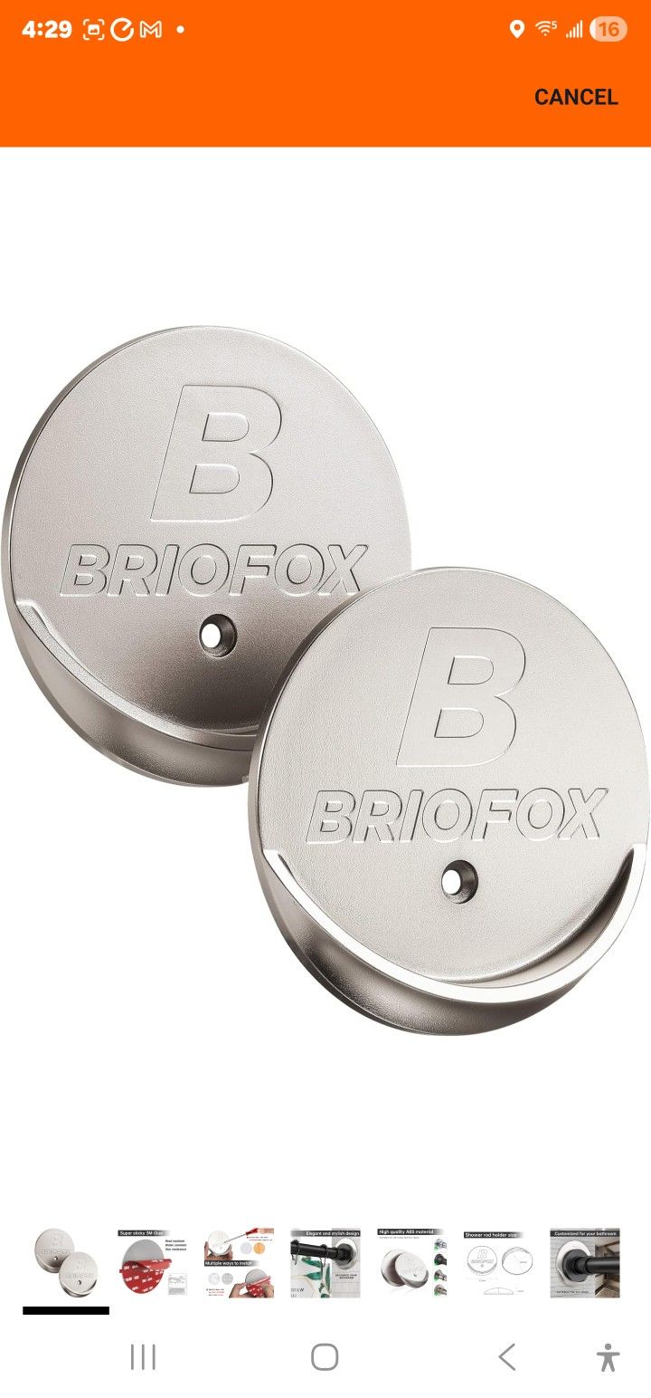 BRIOFOX Shower Curtain Rod Holder 3M Adhesive | Heat Resistant | Waterproof | Max Load 60 lbs Shower Rod Retainer for Wall, 2 Pack, Nickel (Rod Not In