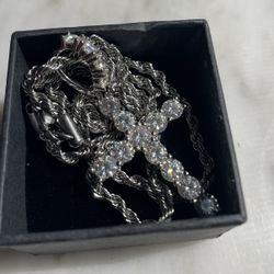 Silver Rope S925 (20”) + VVS1 Silver Cross (8.92 Grams)