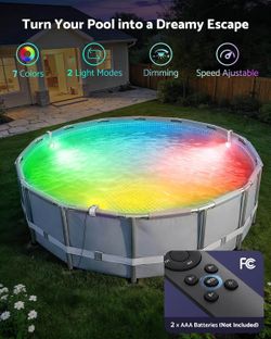 RGB Pool Lights for Metal Frame Above Ground Pools with Remote 7 Colors
