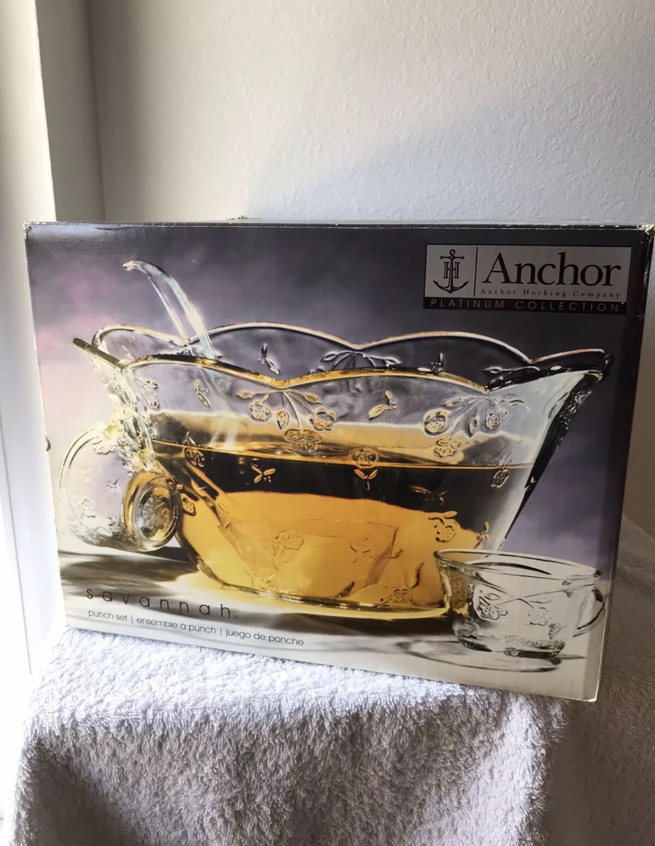 Anchor Hocking Savannah Platinum Punch Collection Set 10 piece Made in USA