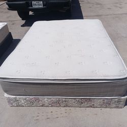 Queen pillowtop mattress and box spring