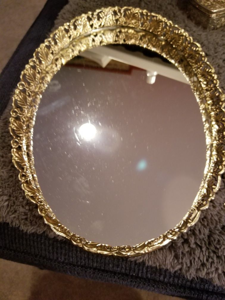 Silver Plated Oval Mirror