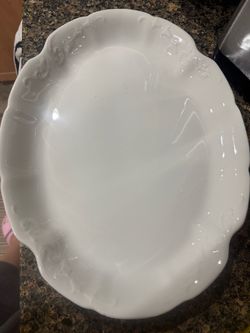 White Ceramic Oval Serving Platter