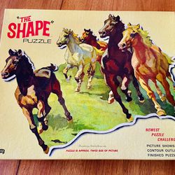 60s Vintage Thundering Herd Horse  THE SHAPE Puzzle Rare Complete