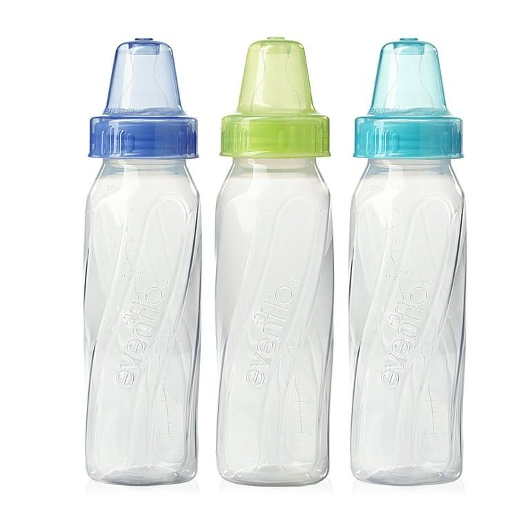 Evenflo Feeding Classic BPA-Free Plastic Baby Bottles - 8oz, Teal/Green/Blue, 3ct